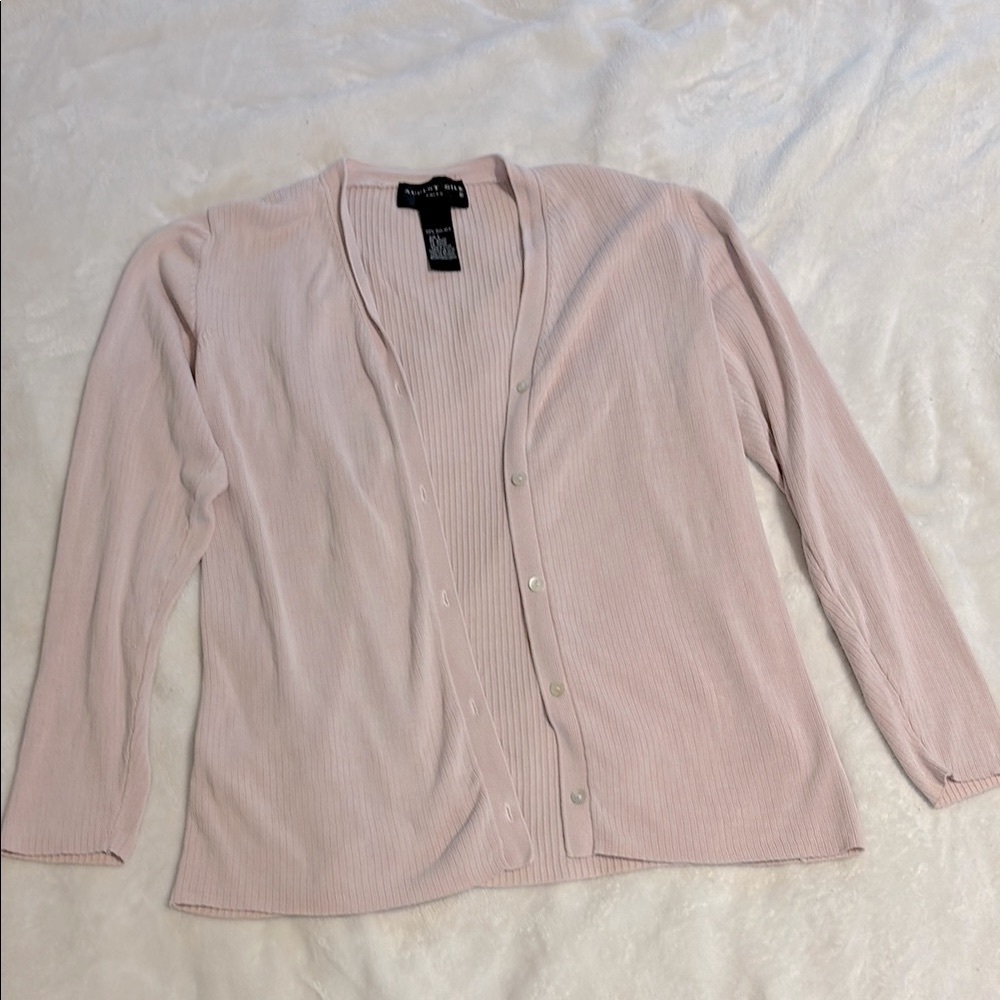 100% Silk Light Muted Pink Button-Up Cardigan Vintage
